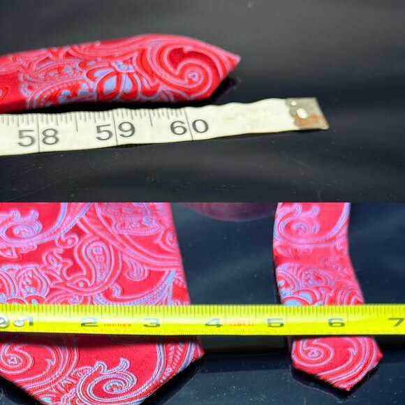 DONALD J. TRUMP MEN'S TIE 100% SILK Red Blue Paisley 61” - Picture 3 of 7